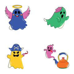 Naklejka premium Set of Colourful Spirits Flat Stickers