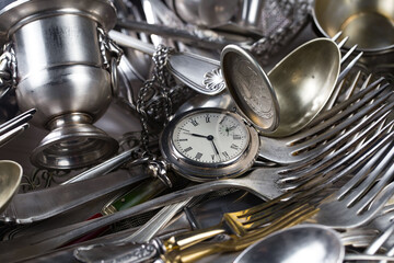 Silverware on an old background.