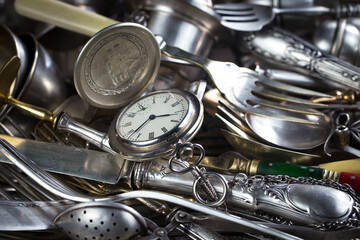 Silverware on an old background.