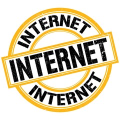 INTERNET text on yellow-black round stamp sign