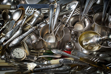 Silverware on an old background.