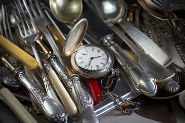 Silverware on an old background.