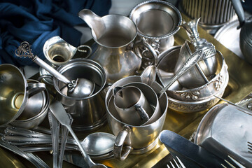 Silverware on an old background.