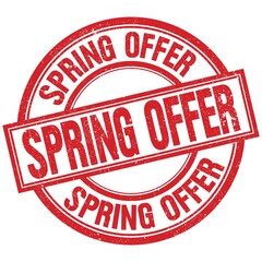 SPRING OFFER written word on red stamp sign