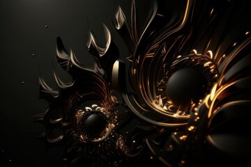 black background concept with gold, generative ai