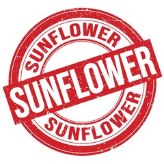 SUNFLOWER text written on red round stamp sign