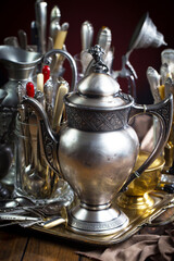 Silverware on an old background.