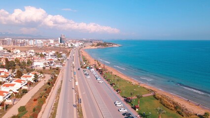 Fototapeta na wymiar Coastline of Long Beach İskele in North Cyprus