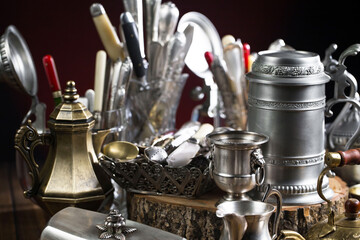 Silverware on an old background.
