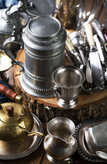 Silverware on an old background.