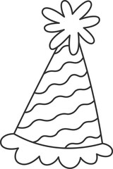 Birthday hat holiday design element in line art