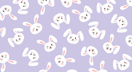 Cute happy rabbit repeated pattern background wallpaper