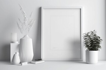 Space with modern wall mock-up, featuring a sleek design and white background for a clean and contemporary look