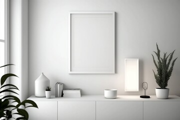Space with modern wall mock-up, featuring a sleek design and white background for a clean and contemporary look