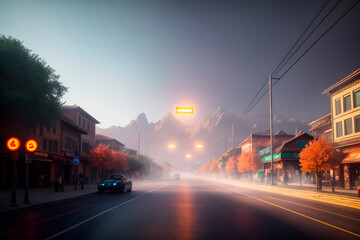 Obraz premium city illustration in night. Generative ai