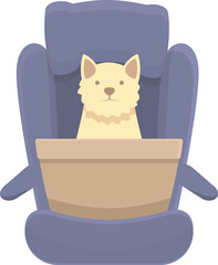 Transport dog car seat icon cartoon vector. Travel road. Belt trip