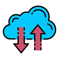 Cloud Data Sync Sign Storage Transfer Service Vector Icon Design, Burst computing and Web services Symbol, data Dashlet Stock illustration, Remote Data Transmission Concept, 