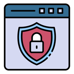 Protected Web Page with Padlock and Shield stock illustration, Transport Layer Security Vector Icon Design, Cloud Hosting and Web service Symbol, Secure Browsing Sign, Secure Sockets Layer Concept