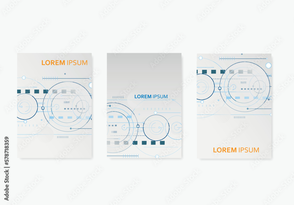 Aufkleber Tech dynamic futuristic concept. Circles and lines and squares digital technology background. Vector concept structure elements