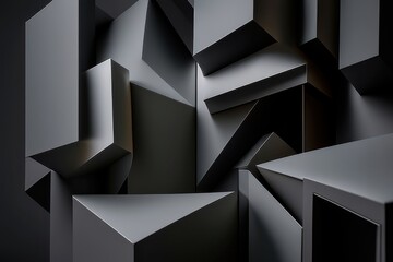 Grey fractals elements background, generative ai