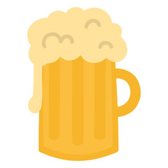 Vector image of a glass of beer with foam. Isolated illustration of a glass of beer. Beer for St. Patrick's Day.