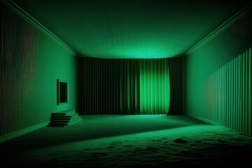 room with a spotlight green, generative ai