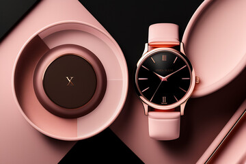 ui/ux design for luxury watch website product page, rose gold and blush pink, hoblot, Generative AI