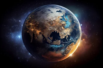 Papier Peint photo Pleine Lune arbre Planet Earth viewed from space. Realistic ilustration. Generative ai