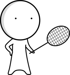 A boy with a badminton racket in his hand plays badminton
