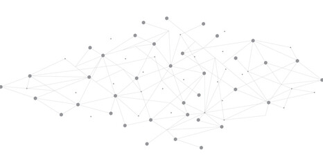 Grey network. Abstract connection on white background. Network technology background with dots and lines for desktop. Ai system background. Abstract data concept. Line background, network technology