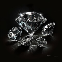 Diamonds on a Black Background shaped transparent is reflected business carat little triangle gem jewelry luxury shine crystal Generative AI