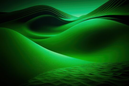 Abstract green background with waves, generative ai