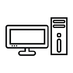 Home desktop computer personal PC flat vector icon