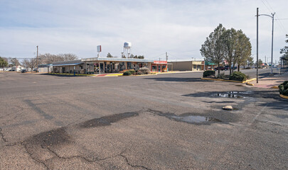 Fototapeta premium View of Main Street in Denver City, Texas, USA