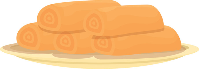 Plate roll spring icon cartoon vector. Food cuisine. China meal