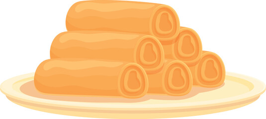Fried spring roll icon cartoon vector. Food cuisine. China meal