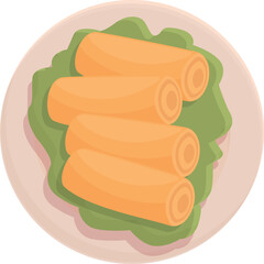 Top view spring roll icon cartoon vector. Food cuisine. China meal