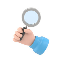 Transparent Backgrounds Mock-up.Businessman hand holding a magnifying glass. Inspection, exploration, zoom, scrutiny, audit, analysis concepts, Supports PNG files with transparent backgrounds.
