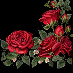 red roses on black