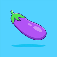 Free vector eggplant vegetable cartoon vector icon illustration vegetable icon concept isolated 