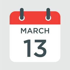 calendar - March 13 icon illustration isolated vector sign symbol