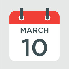 calendar - March 10 icon illustration isolated vector sign symbol