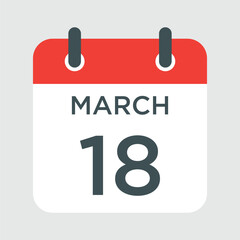 calendar - March 18 icon illustration isolated vector sign symbol