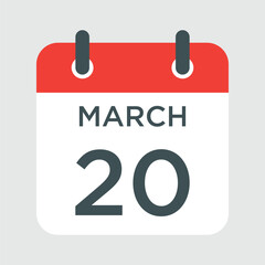 calendar - March 20 icon illustration isolated vector sign symbol