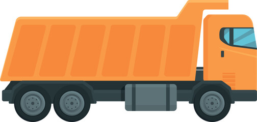 Orange tipper icon cartoon vector. Truck unload. Vehicle tip