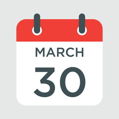 calendar - March 30 icon illustration isolated vector sign symbol