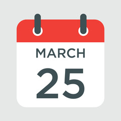 calendar - March 25 icon illustration isolated vector sign symbol