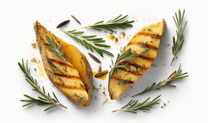  a couple of pieces of food sitting on top of a white table.  generative ai