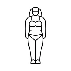 inverted triangle female body type line icon vector illustration