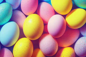 Fototapeta na wymiar A bunch of colorful easter eggs are in a pile Generative ai